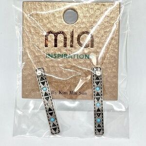 Mia Collection Silver & Turquoise Bar Earrings